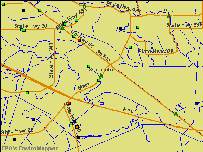Sorrento, Louisiana environmental map by EPA