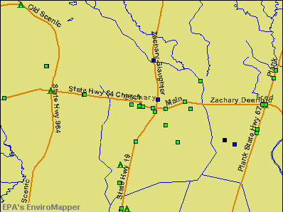Zachary, Louisiana environmental map by EPA