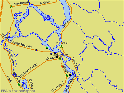 Milford, Maine environmental map by EPA