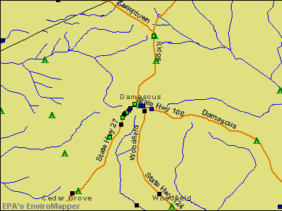 Damascus, Maryland environmental map by EPA