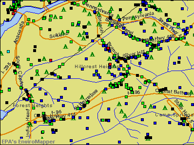 Hillcrest Heights, Maryland environmental map by EPA