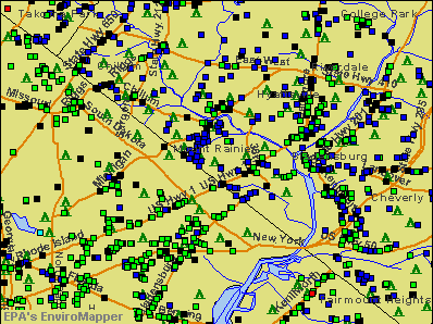 Mount Rainier, Maryland environmental map by EPA
