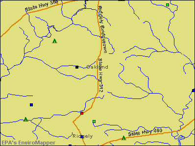 Oakland, Maryland environmental map by EPA