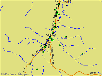 Adams, Massachusetts environmental map by EPA