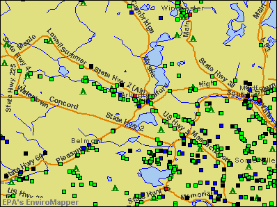 Arlington, Massachusetts environmental map by EPA