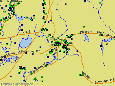 Attleboro, Massachusetts environmental map by EPA