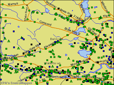 Belmont, Massachusetts environmental map by EPA