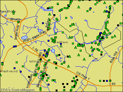 Dedham, Massachusetts environmental map by EPA