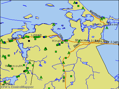Hingham, Massachusetts environmental map by EPA