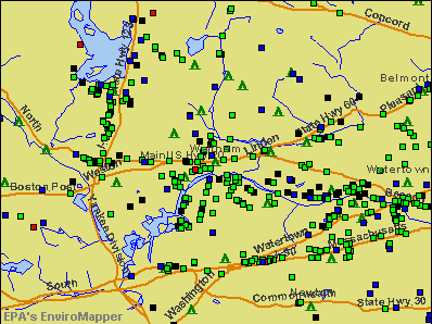 Waltham, Massachusetts environmental map by EPA