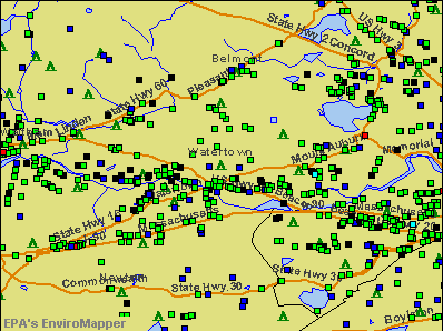 Watertown, Massachusetts environmental map by EPA