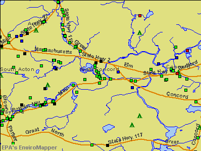 West Concord, Massachusetts environmental map by EPA
