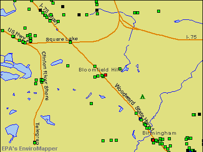 Bloomfield Hills, Michigan environmental map by EPA