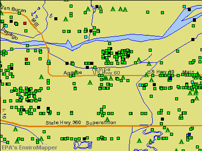 Tempe, Arizona environmental map by EPA