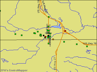 Clare, Michigan environmental map by EPA