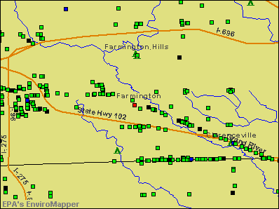 Farmington, Michigan environmental map by EPA