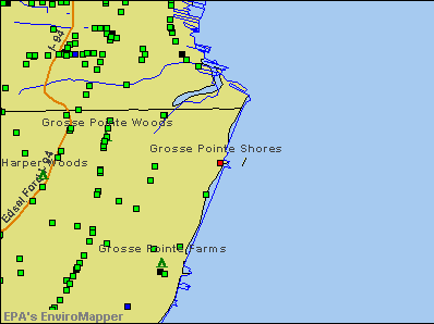 Grosse Pointe Shores, Michigan environmental map by EPA