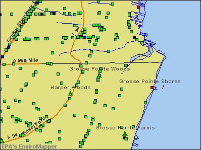 Grosse Pointe Woods, Michigan environmental map by EPA
