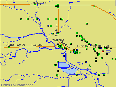 Midland, Michigan environmental map by EPA
