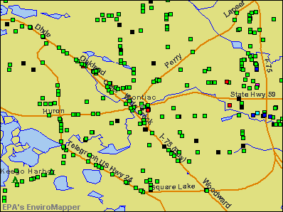 Pontiac, Michigan environmental map by EPA