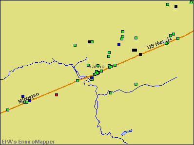 Saline, Michigan environmental map by EPA