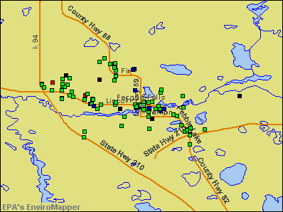Fergus Falls, Minnesota environmental map by EPA