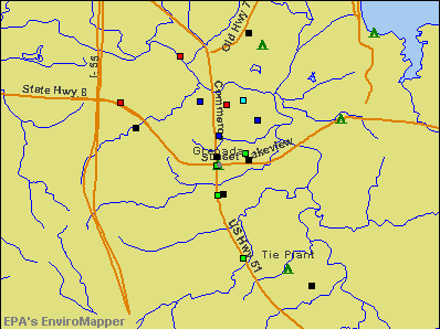 Grenada, Mississippi environmental map by EPA