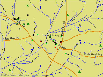 New Albany, Mississippi environmental map by EPA