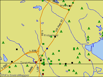 Ridgeland, Mississippi environmental map by EPA