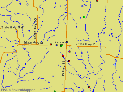 Ashland, Missouri environmental map by EPA