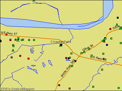 Chesterfield, Missouri environmental map by EPA