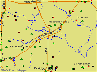 Claycomo, Missouri environmental map by EPA