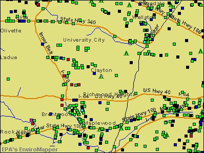 Clayton, Missouri environmental map by EPA