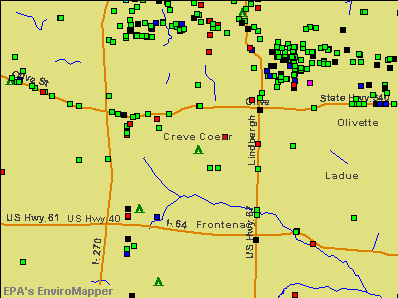 Creve Coeur, Missouri environmental map by EPA