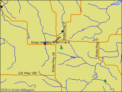 Greenfield, Missouri environmental map by EPA
