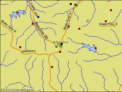 Hillsboro, Missouri environmental map by EPA
