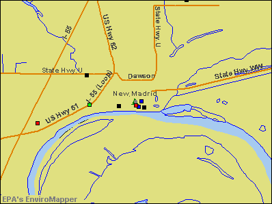 New Madrid, Missouri environmental map by EPA