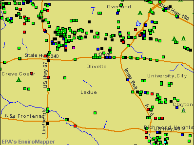 Olivette, Missouri environmental map by EPA