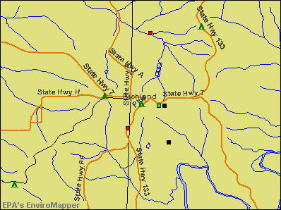 Richland, Missouri environmental map by EPA