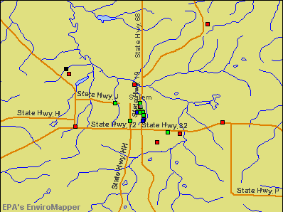 Salem, Missouri environmental map by EPA