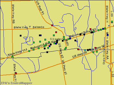 Sikeston, Missouri environmental map by EPA