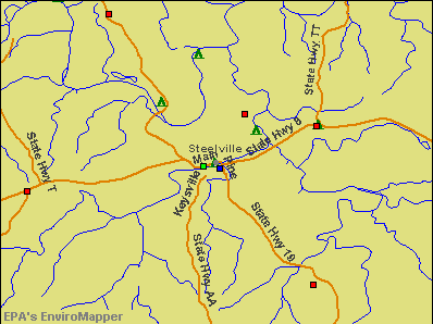 Steelville, Missouri environmental map by EPA