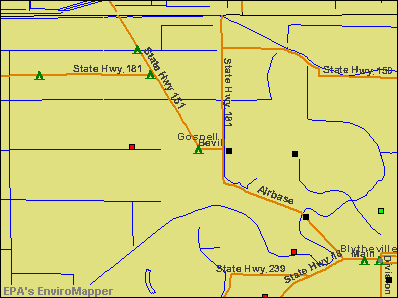 Gosnell, Arkansas environmental map by EPA