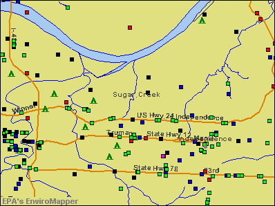 Sugar Creek, Missouri environmental map by EPA