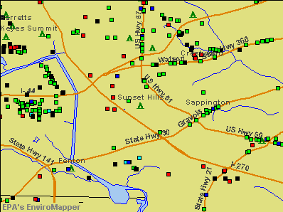 Sunset Hills, Missouri environmental map by EPA