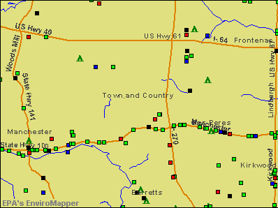 Town and Country, Missouri environmental map by EPA