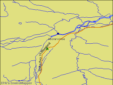 Absarokee, Montana environmental map by EPA