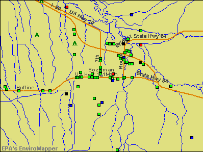 Bozeman, Montana environmental map by EPA