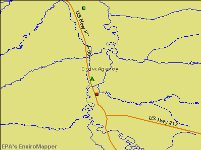 Crow Agency, Montana environmental map by EPA