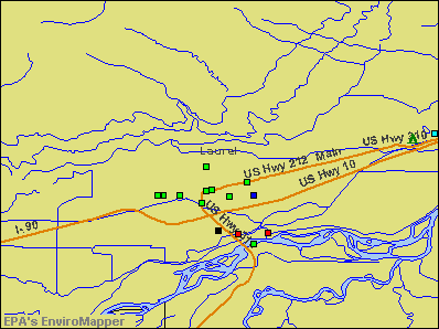 Laurel, Montana environmental map by EPA